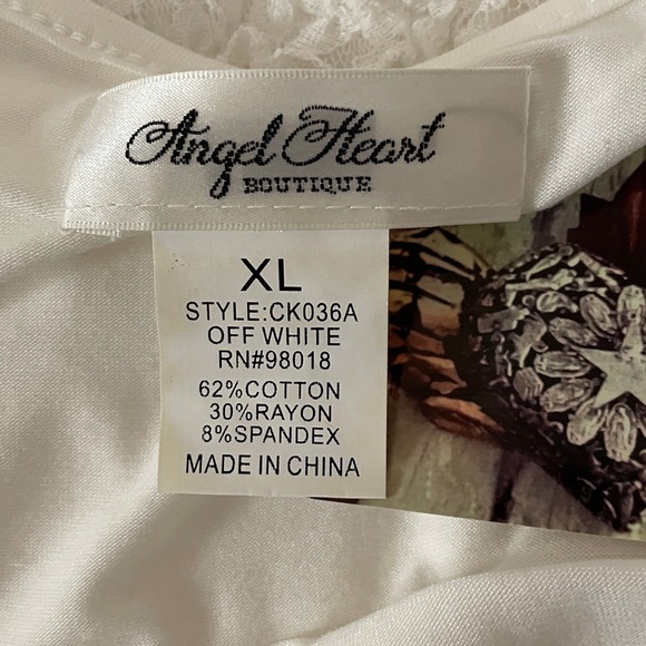 XL Angel Heart Boutique White Lace Tiered Slip Dress Cami NWT - Picture 2 of 13